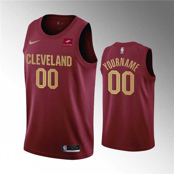 Men's Cleveland Cavaliers Active Player Custom Wine Icon Edition Stitched Basketball Jersey